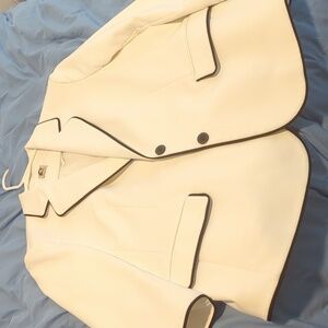 Ann Klein White Blazer Black Piping
